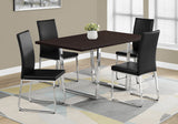 59" Espresso And Silver Metal Dining Table