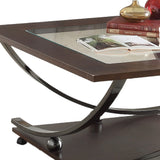 48" Walnut Manufactured Wood Rectangular Lift Top Coffee Table With Shelf