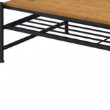 47" Black And Oak Solid Wood Rectangular Coffee Table With Shelf