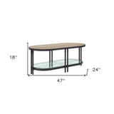 52" Sintered Stone And Dark Brown Sintered Stone Coffee Table With Drawer