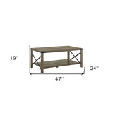 63" White Rectangular Coffee Table With Two Drawers And Shelf
