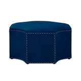 33" Navy Blue Velvet Specialty Cocktail Ottoman