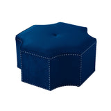 33" Navy Blue Velvet Specialty Cocktail Ottoman