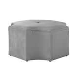 33" Gray Linen Specialty Cocktail Ottoman