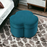 28" Teal Blue Velvet Specialty Cocktail Ottoman