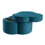 28" Teal Blue Velvet Specialty Cocktail Ottoman