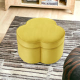 28" Yellow Velvet Specialty Cocktail Ottoman