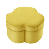 28" Yellow Velvet Specialty Cocktail Ottoman