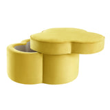 28" Yellow Velvet Specialty Cocktail Ottoman