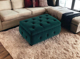 25" Green Velvet Tufted Storage Ottoman