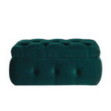 25" Green Velvet Tufted Storage Ottoman