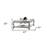 34" Clear And White Glass Round Coffee Table