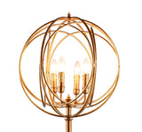 64" Gold Four Light Floor Lamp With Modern Gold Geometric Globe Shade