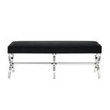 48" Black And Clear Upholstered Velvet Bench