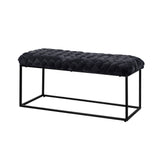 39" Black Upholstered Velvet Bench