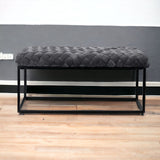 39" Gray And Black Upholstered Velvet Bench