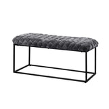 39" Gray And Black Upholstered Velvet Bench