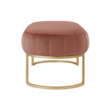 53" Blush And Gold Upholstered Velvet Bench