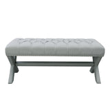 45" Light Gray Upholstered Linen Bench