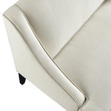45" Beige And Black Upholstered Linen Bench