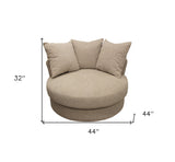 44" Sand Linen Solid Color Swivel Barrel Chair