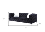 93" Fabric Velvet And Pearl Sofa With Three Toss Pillows