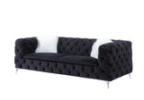 91" Black And Silver Velvet Sofa And Toss Pillows