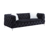 91" Black And Silver Velvet Sofa And Toss Pillows