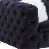 91" Black And Silver Velvet Sofa And Toss Pillows