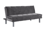 66" Gray Velvet And Silver Sleeper Sofa