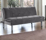 66" Gray Velvet And Silver Sleeper Sofa