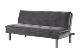 66" Gray Velvet And Silver Sleeper Sofa