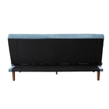 76" Teal Velvet And Wood Brown Sleeper Sofa