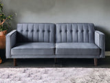 79" Dark Gray Velvet And Black Sleeper Sofa