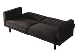 79" Dark Gray Velvet And Black Sleeper Sofa