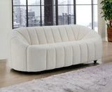 84" White Sherpa And Black Sofa