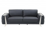 90" Gray And Silver Italian Leather Sofa