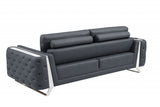 90" Gray And Silver Italian Leather Sofa