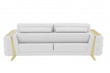 90" White And Silver Italian Leather Sofa