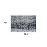8' x 11' White And Blue Abstract Hand Loomed Area Rug