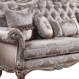 94" Fabric Imitation silk And Champagne Sofa With Five Toss Pillows