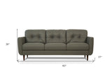 83" Camel Leather And Black Sofa