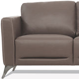 83" Taupe Leather And Black Sofa