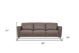 83" Taupe Leather And Black Sofa