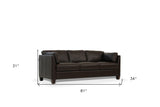 81" Chocolate Leather And Black Sofa