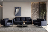 81" Dusty White Leather And Black Sofa