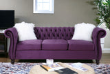 89" Purple Black Velvet Sofa