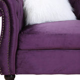 89" Purple Black Velvet Sofa