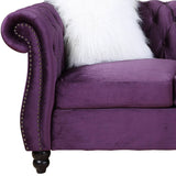 89" Purple Black Velvet Sofa