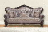 92" Champagne Imitation silk Sofa With Five Toss Pillows